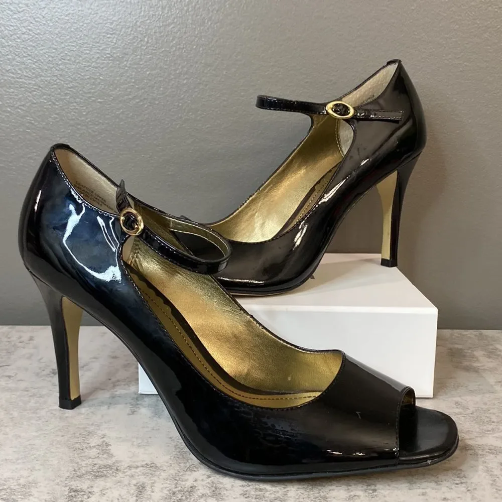 Franco Sarto Circus Black Patent Leather Heels Size 9.5